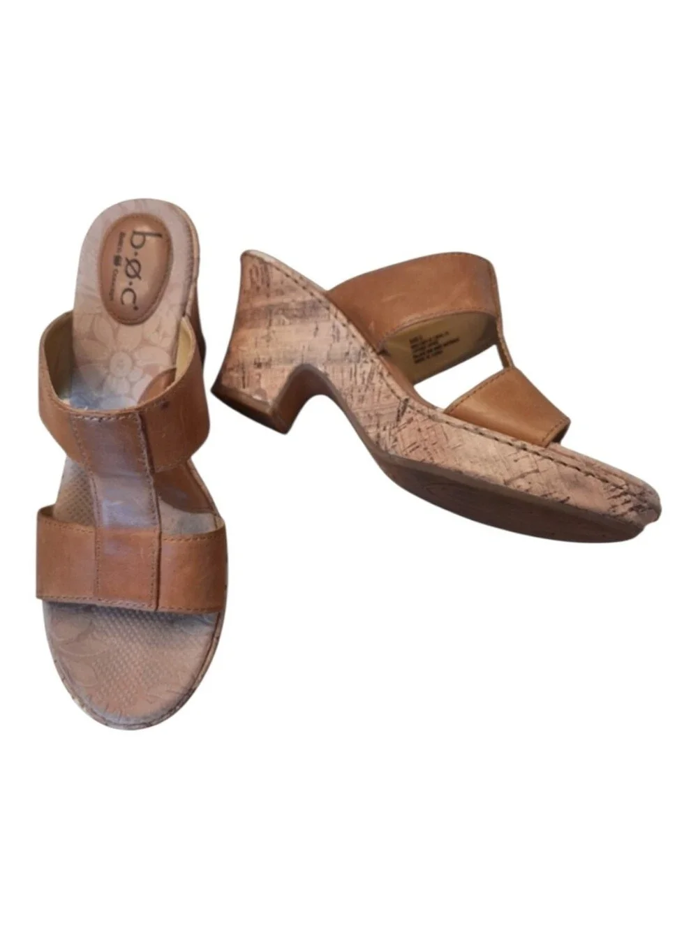 b.o.c. Born Concept Women's Buzby Cork Wedge Sandal Shoes Color Tan Natural 9M